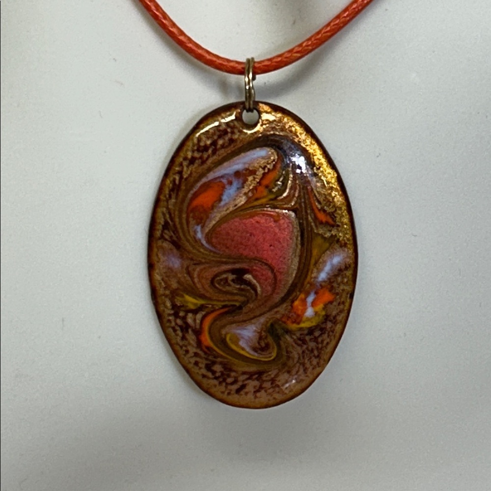 Elegant Swirl Pendant Copper enamel Necklace
